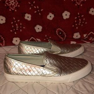 Sperry Seaside Metallic Embossed Weave Slip Ons
